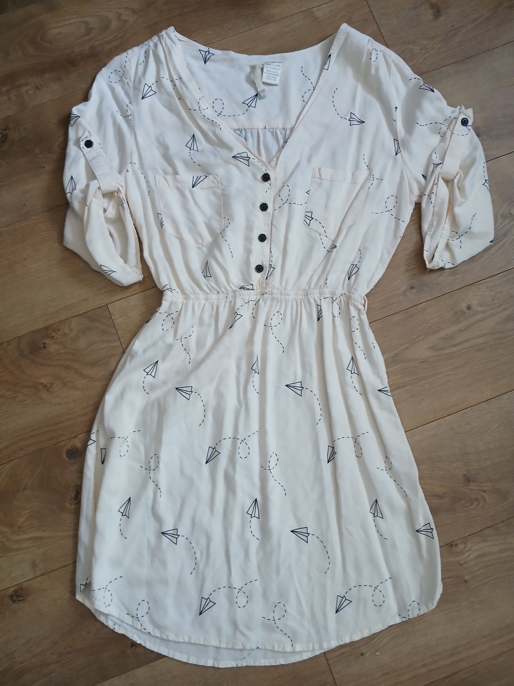 Mimi Chica Cream Mini Dress with Paper Airplane Print